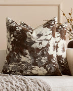 Vintage Floral Chenille Cushion Covers - Twin-Pack - Brown, 45cm x 45cm