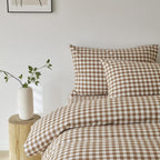 Yarn-Dyed Vintage Washed Cotton Quilt Cover Set - Brown