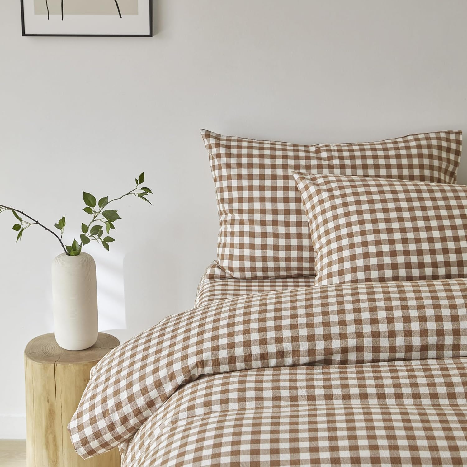 Yarn-Dyed Vintage Washed Cotton Quilt Cover Set - Brown