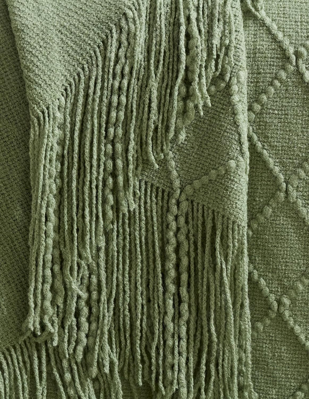 Micro Plush Diamond Knitted Throw Blanket, Sage