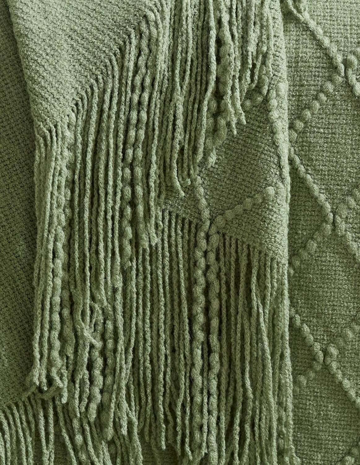 Micro Plush Diamond Knitted Throw Blanket, Sage