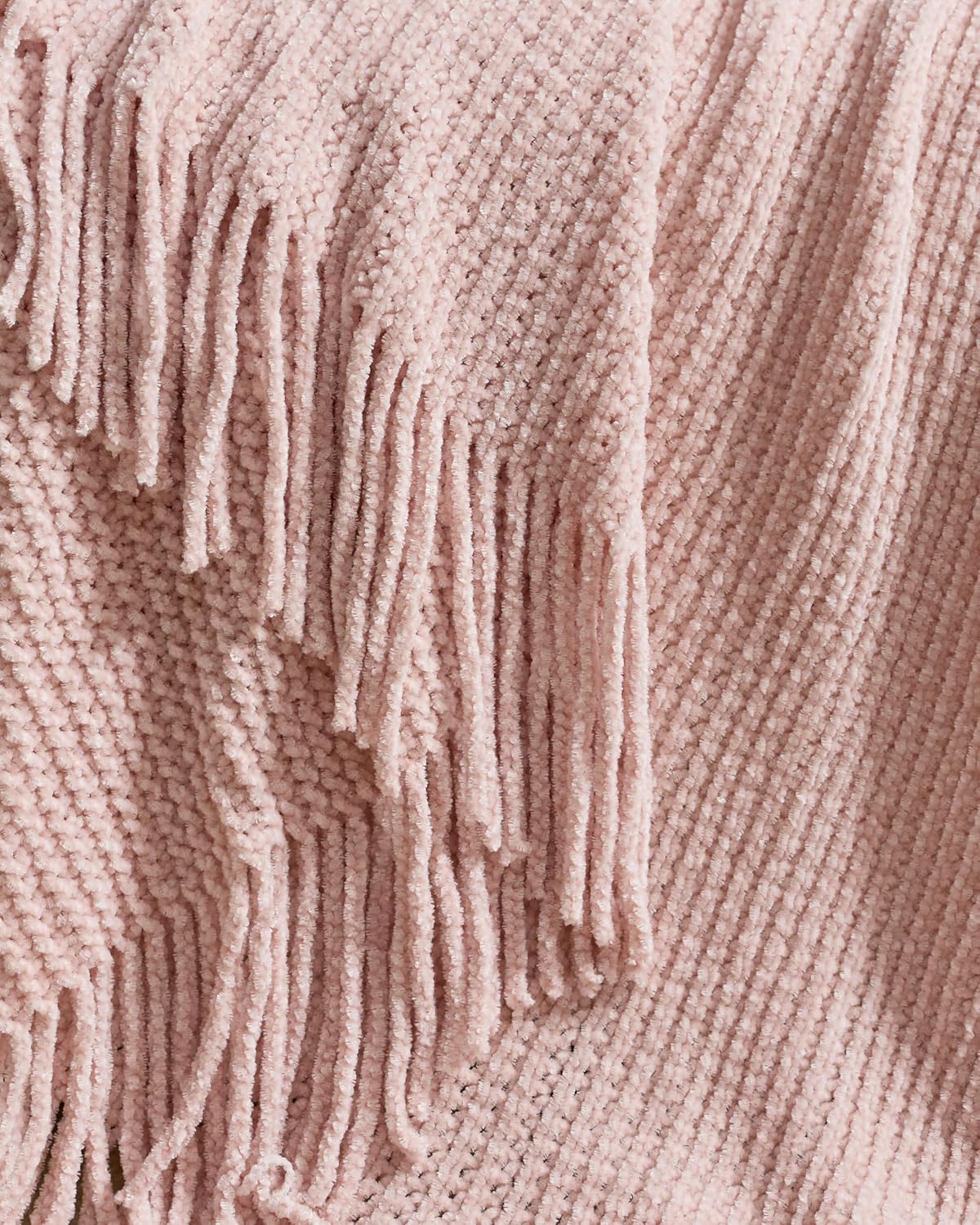 Chenille Knitted Throw - Pink, 130x170cm