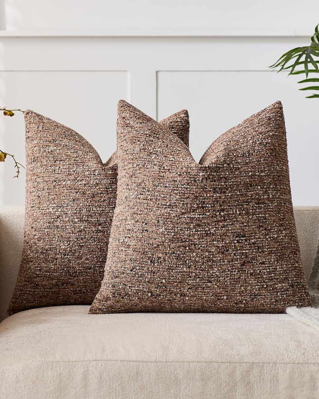 Speckled Bouclé Cushion Covers - Twin-Pack - Brown, 45cm x 45cm
