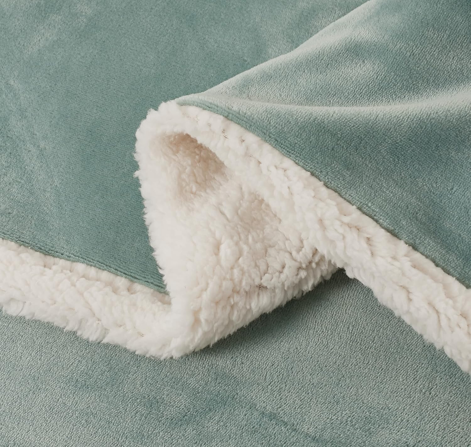 Teddy Sherpa European Pillowcases - Twin-Pack - Sage Green - 65cm x 65cm