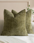Chenille-Textured Cushion Covers - Twin-Pack - Olive Green, 45cm x 45cm