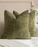 Chenille-Textured Cushion Covers - Twin-Pack - Olive Green, 45cm x 45cm
