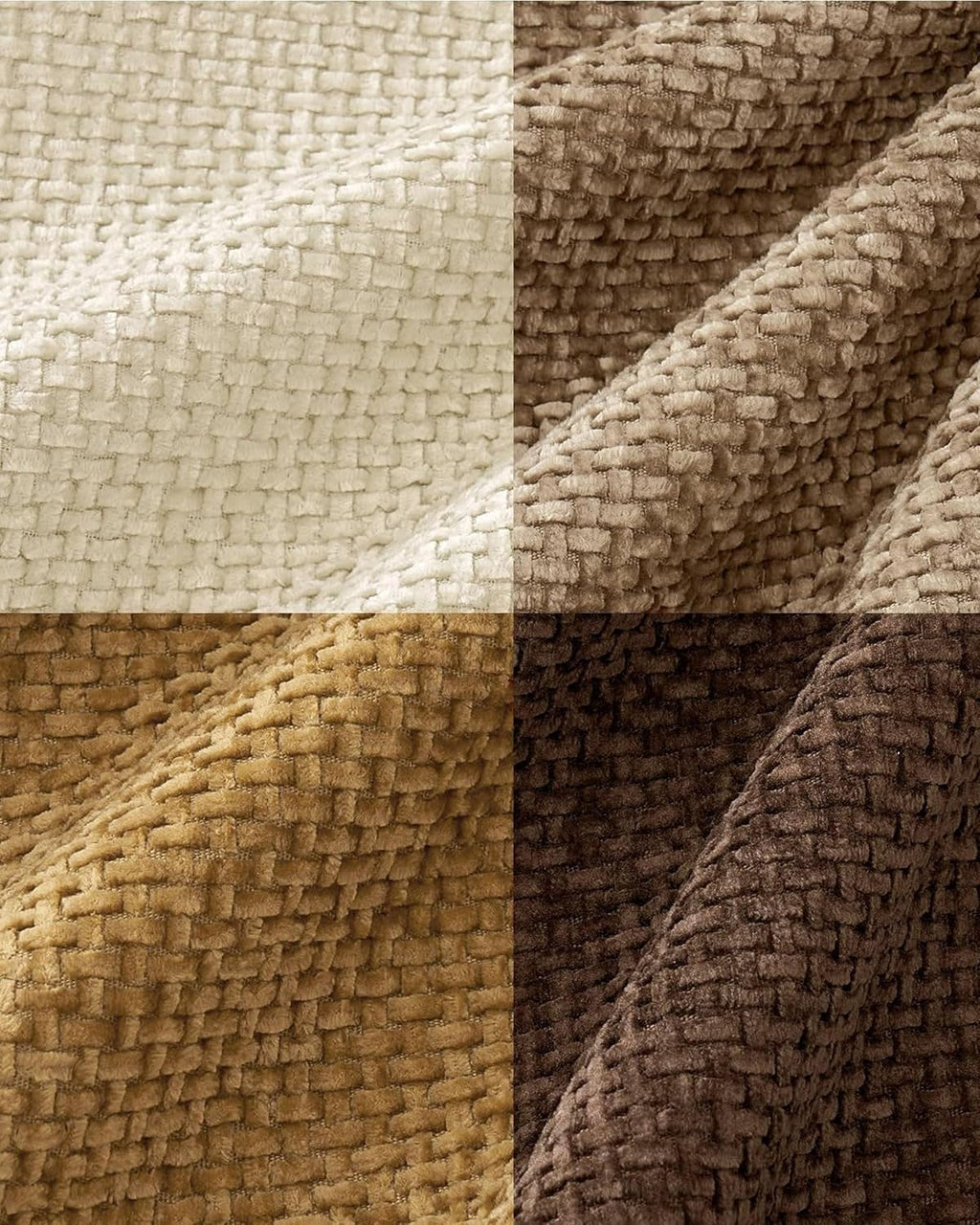 Chenille Grid Cushion Covers - Pack of 4 - Warm Brown, 30cm x 50cm