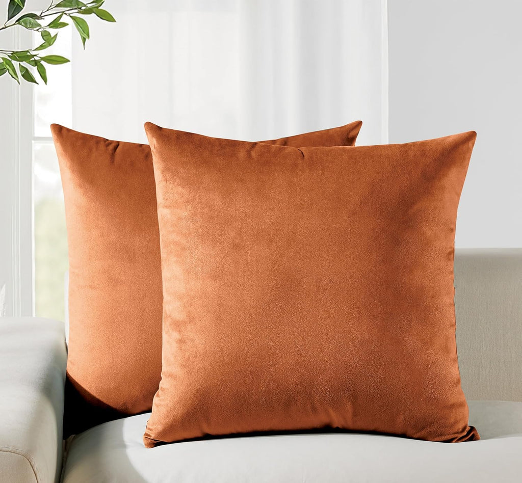 Velvet Cushion Covers - Twin-Pack - Terracotta