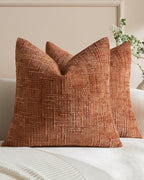 Chenille-Textured Cushion Covers - Twin-Pack - Terracotta, 45cm x 45cm
