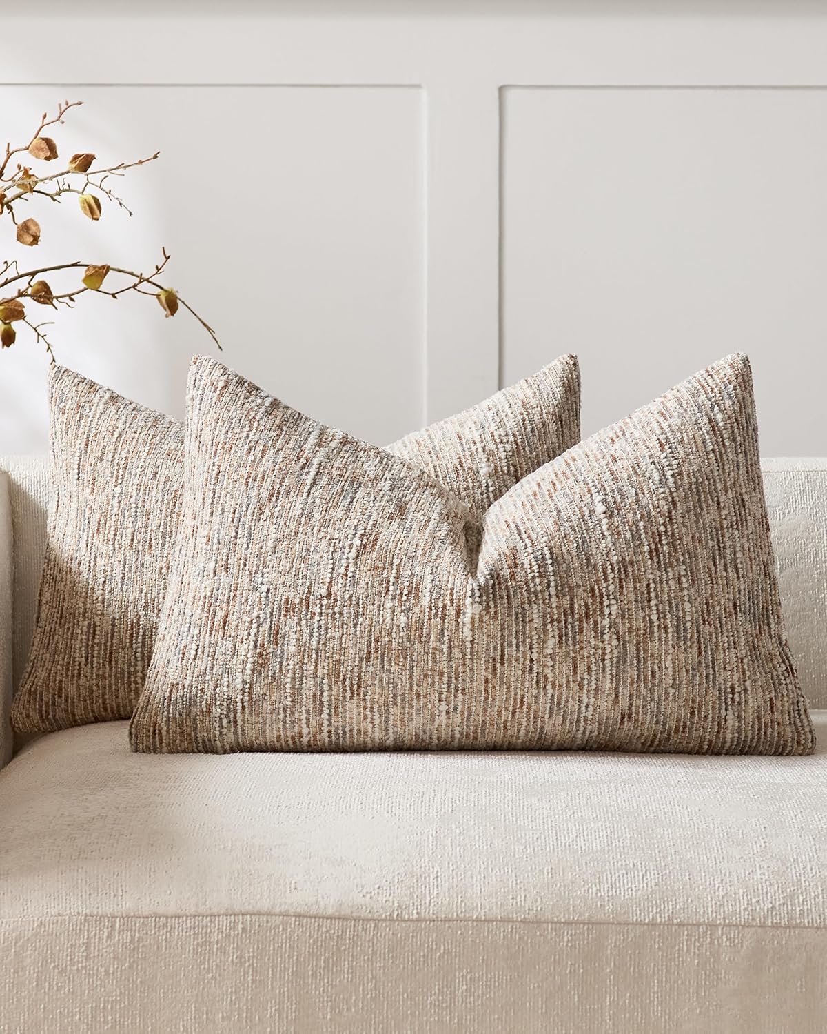 Speckled Bouclé Cushion Covers - Twin-Pack - Natural, 30cm x 50cm