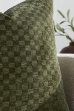Chenille Waffle Cushion Covers - Twin-Pack - Khaki Green, 30cm x 50cm