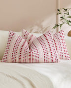 Bohemian Dot Woven Cushion Covers - Twin-Pack - Burgundy, 30cm x 50cm