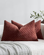 Chenille Waffle Cushion Covers - Twin-Pack - Rust, 30cm x 50cm