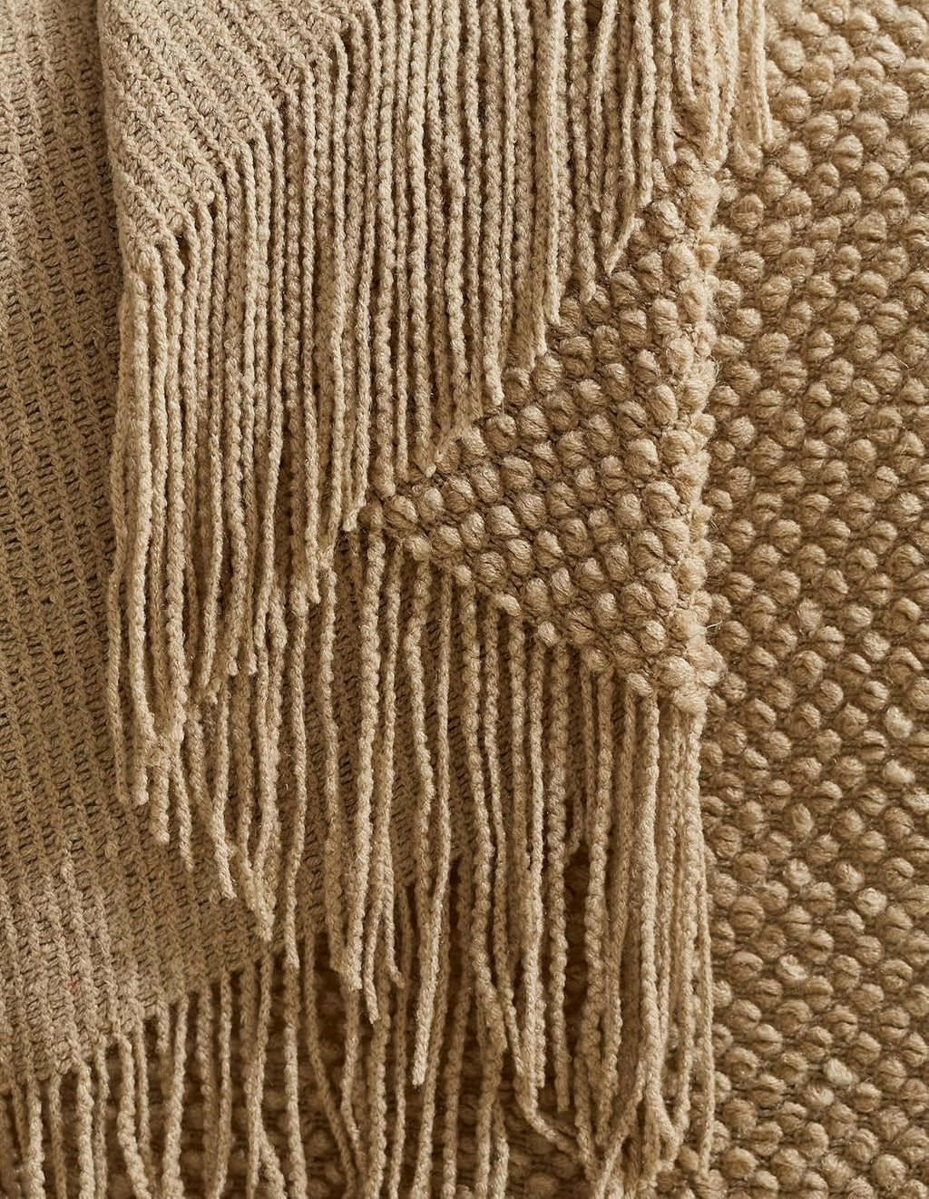 Micro Plush Knitted Woven Throw Blanket - Natural