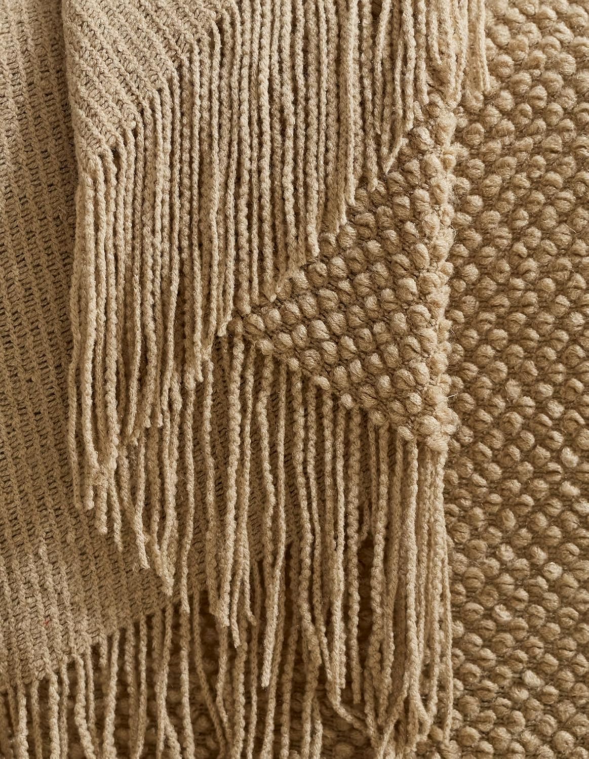 Micro Plush Knitted Woven Throw Blanket - Natural