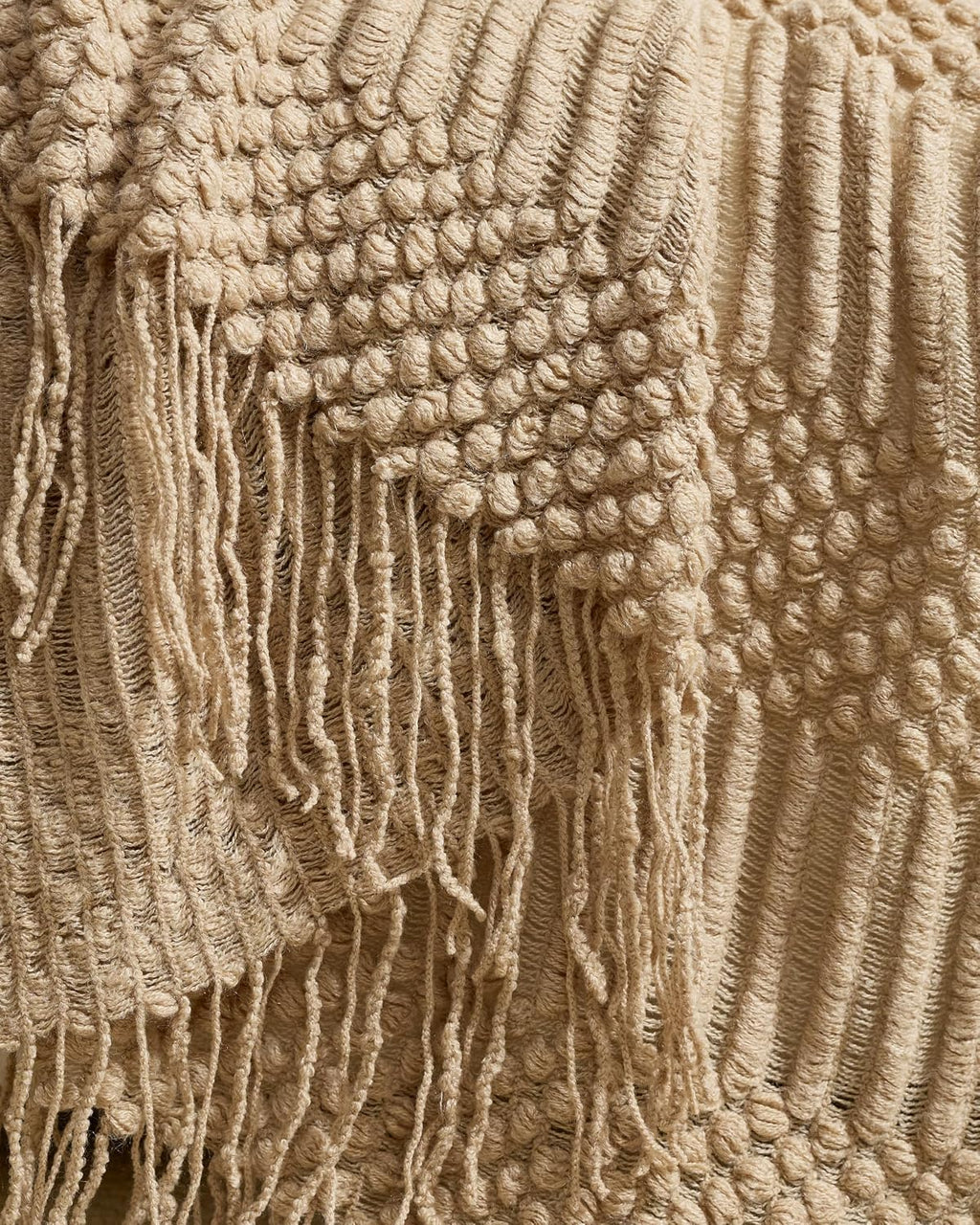 Bobble Textured Knitted Throw - Natural, 130x170cm