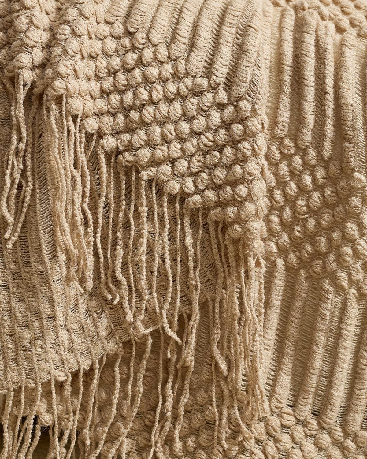 Bobble Textured Knitted Throw - Natural, 130x170cm
