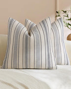 Heritage Linear Woven Cushion Covers - Twin-Pack - Light Grey, 45cm x 45cm