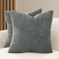 Corduroy Windmill-Inspired Cushion Covers - Twin-Pack - Dark Grey - 45cm x 45cm