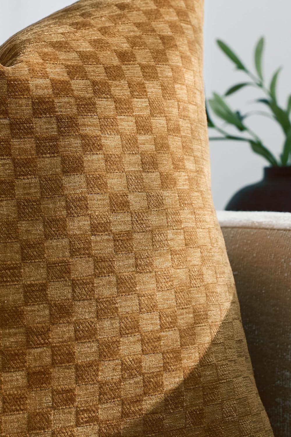 Chenille Waffle Cushion Covers - Twin-Pack - Mustard, 30cm x 50cm
