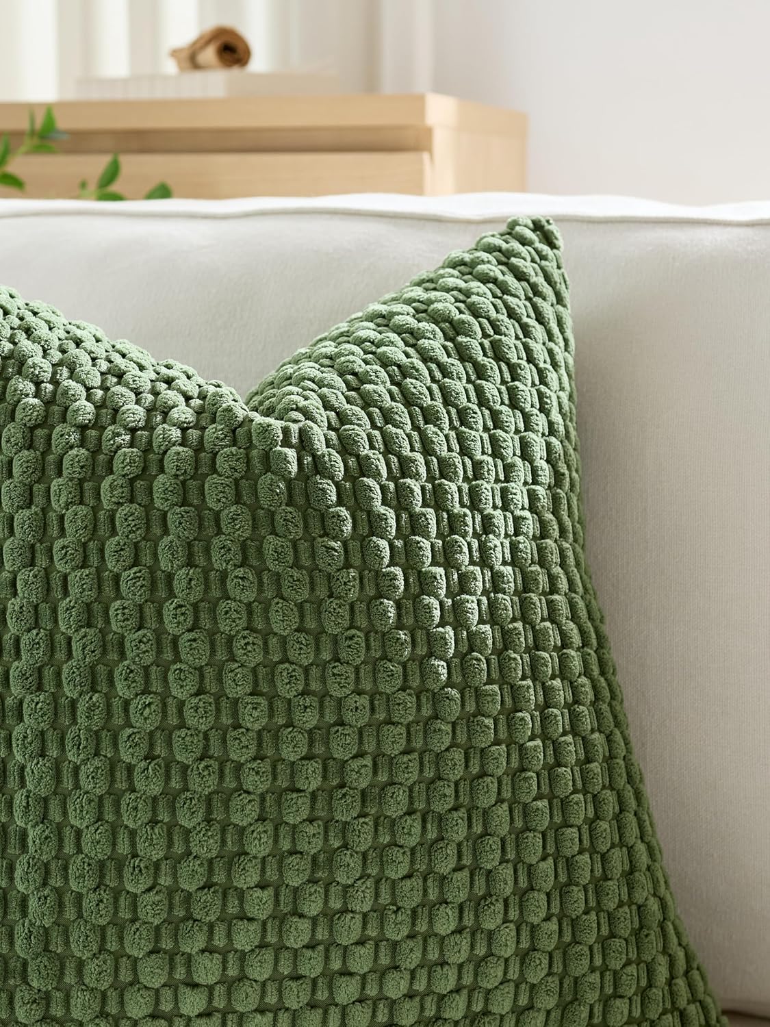 Bubble Corn Cushion Covers - Twin-Pack - Khaki Green, 30cm x 50cm