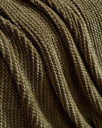 Chenille Knitted Throw - Khaki Green, 130x170cm