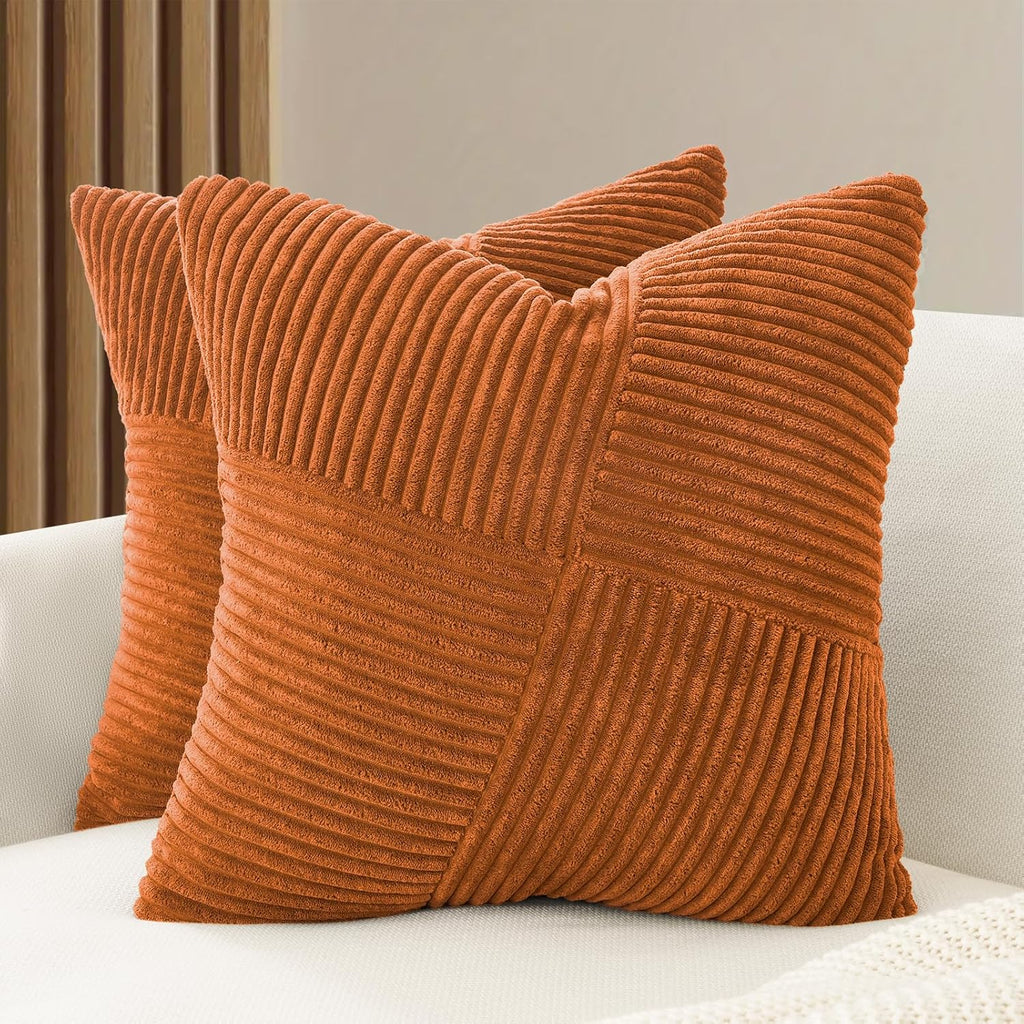 Corduroy Windmill-Inspired Cushion Covers - Twin-Pack - Terracotta - 45cm x 45cm