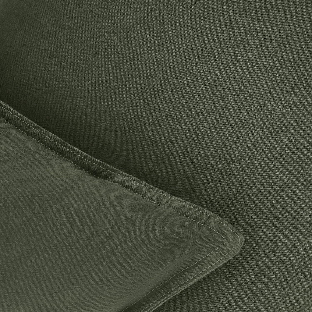 Linen-Cotton European Pillowcases - Soft & Breathable with Hidden Zipper Design - Khaki Green, 65x65cm