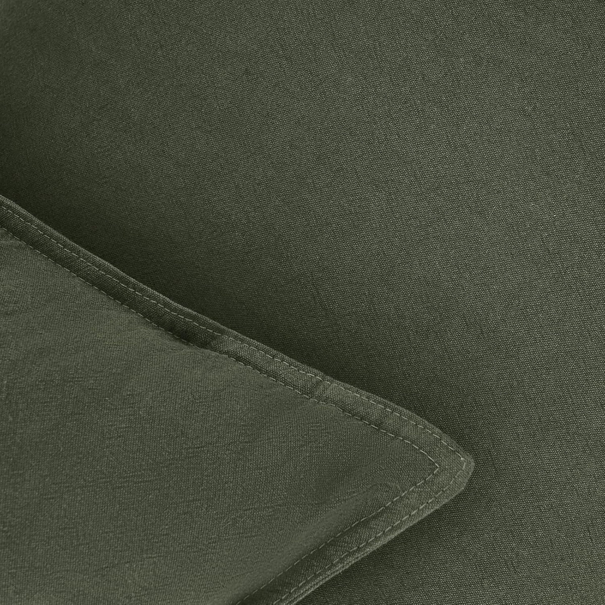 Linen-Cotton European Pillowcases - Soft & Breathable with Hidden Zipper Design - Khaki Green, 65x65cm