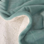 Microfibre Teddy Sherpa Throw Blanket - Sage Green