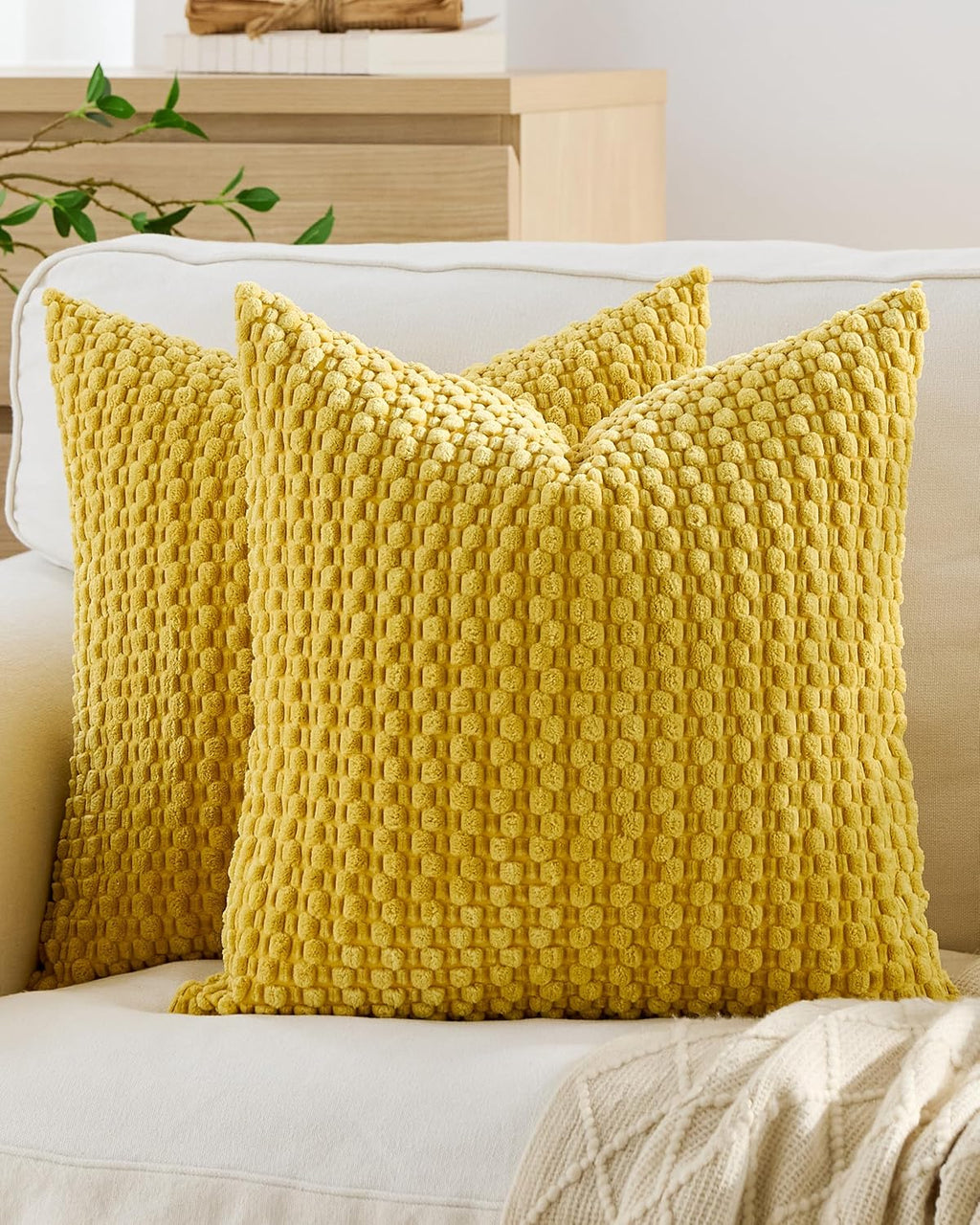 Bubble Corn Cushion Covers - Twin-Pack - Mustard, 45cm x 45cm