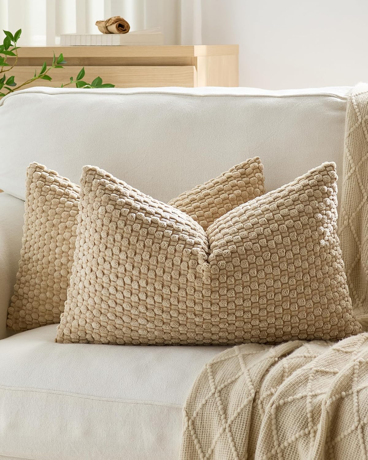 Bubble Corn Cushion Covers - Twin-Pack - Camel, 30cm x 50cm