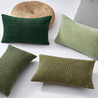 Corduroy Corn Grain Cushion Covers - Pack of 4 Mix of Green Shades - 30cm x 50cm