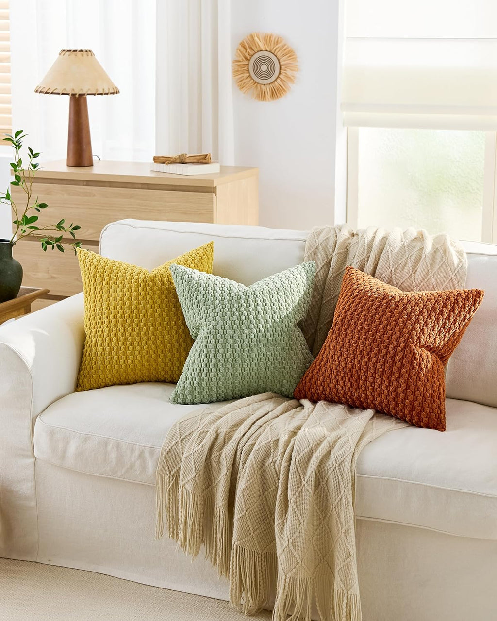 Bubble Corn Cushion Covers - Twin-Pack - Mustard, 45cm x 45cm