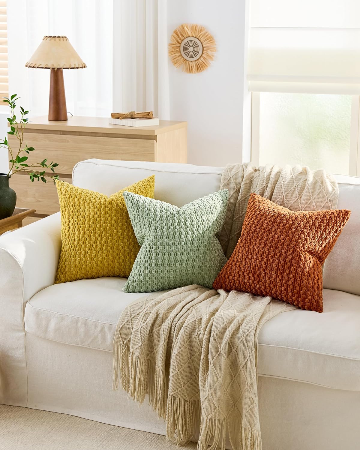 Bubble Corn Cushion Covers - Twin-Pack - Mustard, 45cm x 45cm