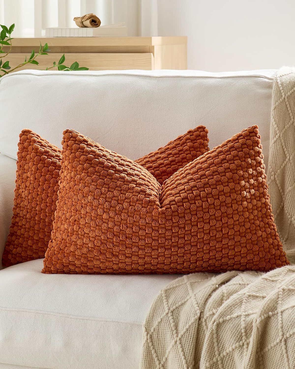 Bubble Corn Cushion Covers - Twin-Pack - Terracotta, 30cm x 50cm