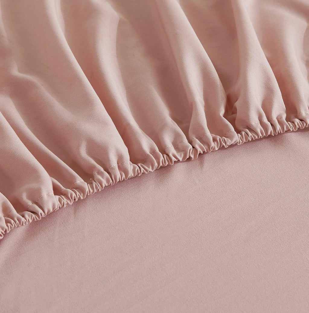 Vintage Washed Microfibre Sheet Set with Pillowcases - Pink