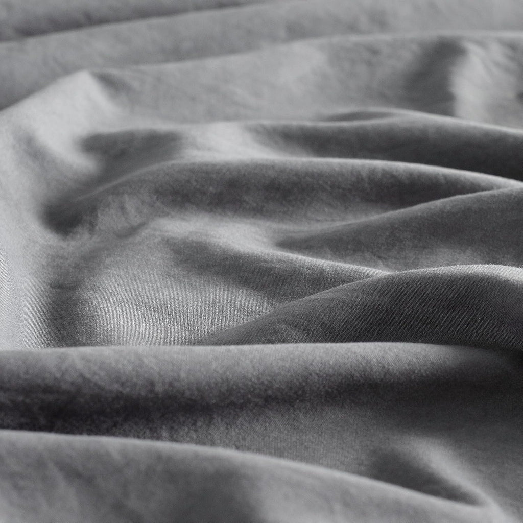 Vintage Washed Microfibre Sheet Set with Pillowcases - Grey