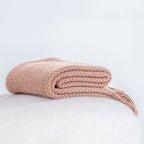 Micro Plush Knitted Woven Throw Blanket - Pink