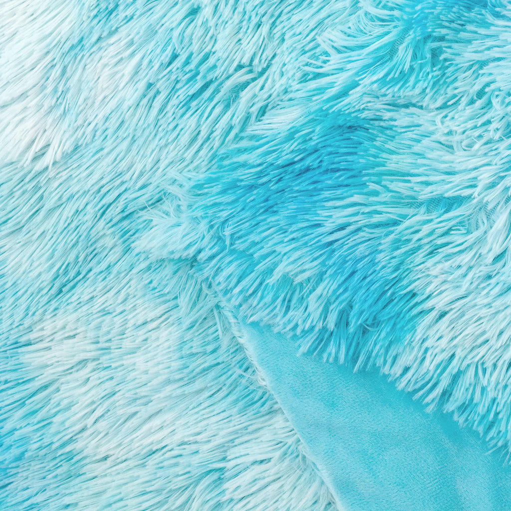 Ultra-Soft Long Tie-Dye Faux Fur Plush Shaggy Throw – Blue