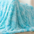 Ultra-Soft Long Tie-Dye Faux Fur Plush Shaggy Throw – Blue