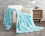 Ultra-Soft Long Tie-Dye Faux Fur Plush Shaggy Throw – Blue
