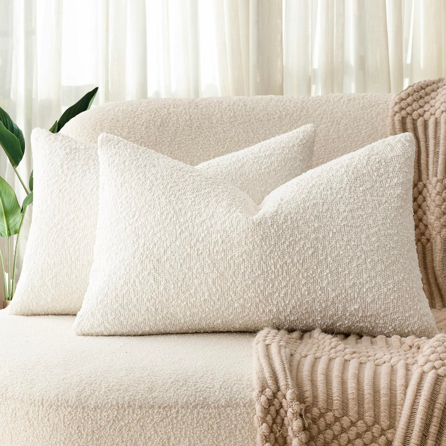 Bouclé Cushion Covers - Twin-Pack - Snow - 30cm x 50cm
