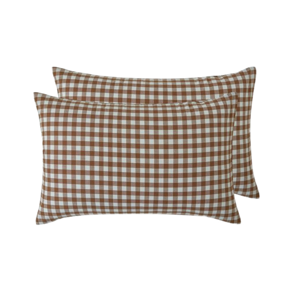 Yarn-Dyed Vintage Washed Cotton Sheet Set - Brown