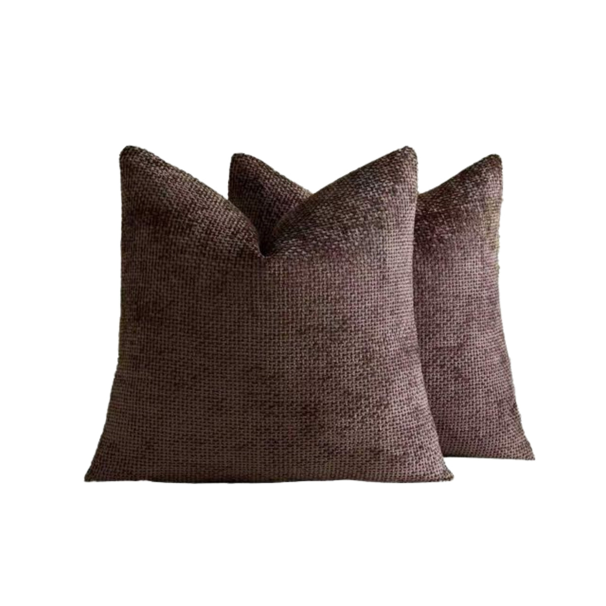 Chenille Grid - European Pillowcases - Pack of 2 - Brown, 65cm x 65cm