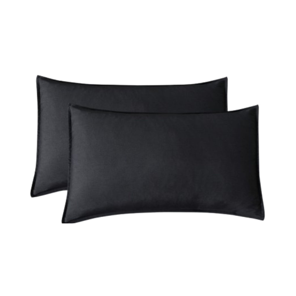 Vintage Washed Microfibre King Pillowcases - Twin-Pack - Black - 50cm x 90cm