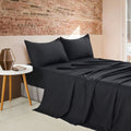 Vintage Washed Microfibre Sheet Set with Pillowcases - Black