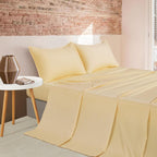 Vintage Washed Microfibre Sheet Set with Pillowcases - Butter