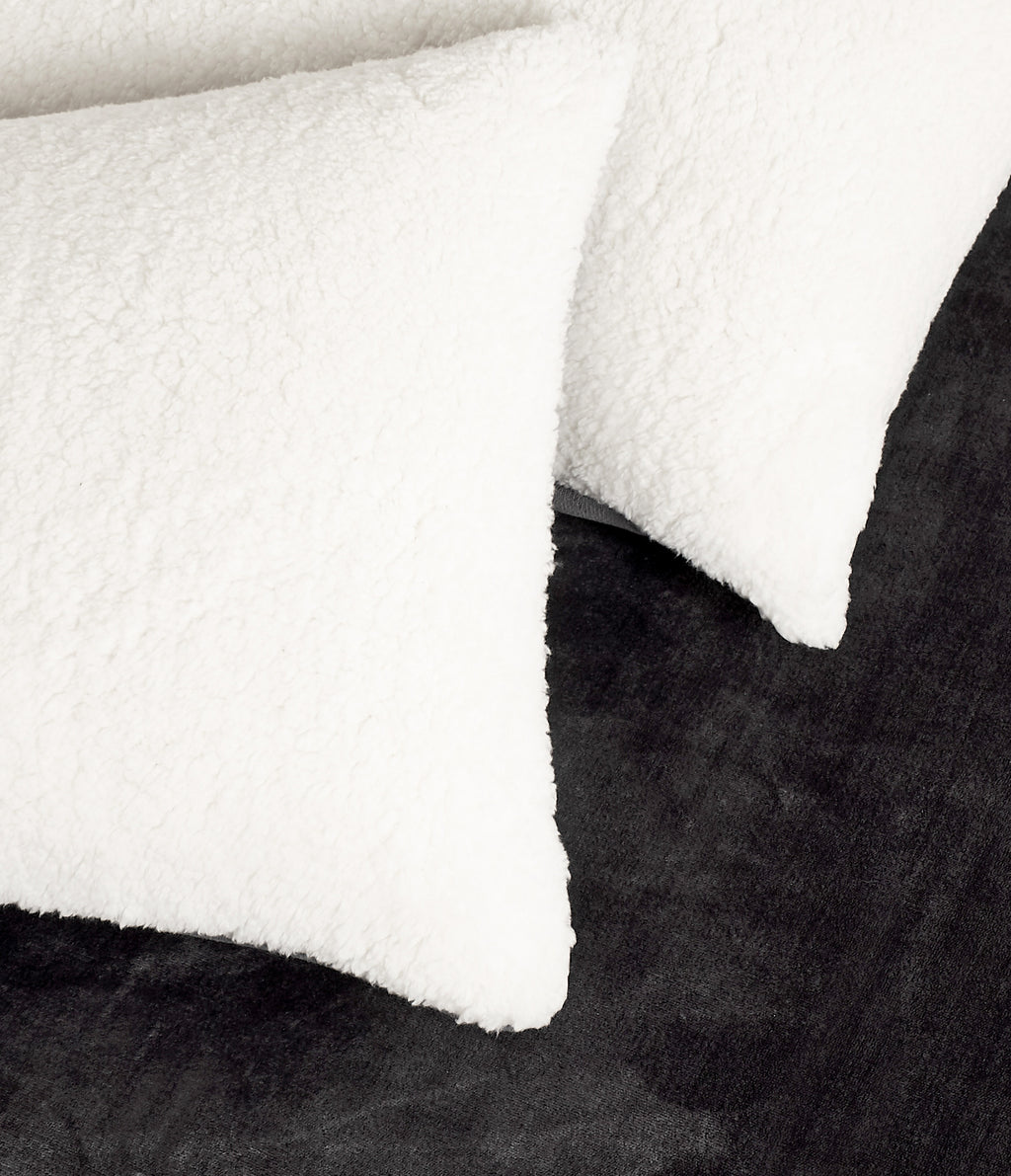 2-in-1 Teddy Sherpa Quilt Cover Set & Blanket - Charcoal