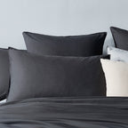 Vintage Washed Cotton Standard Pillowcases - Twin-Pack - Charcoal